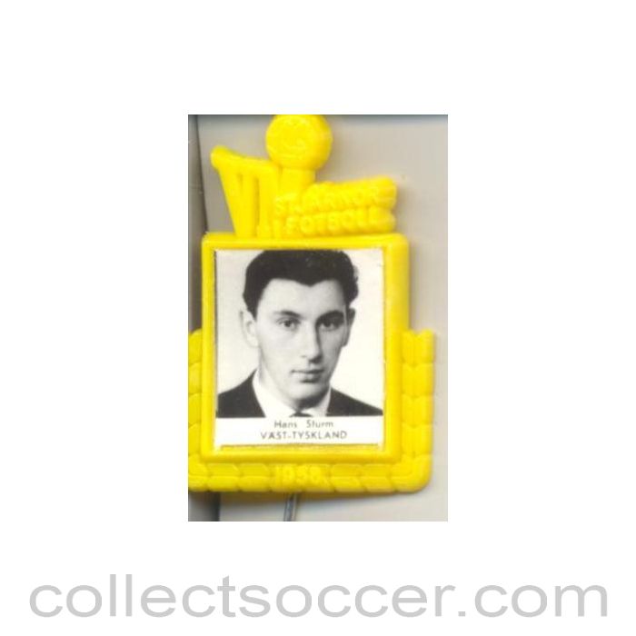 1958 - Hans Sturm W. Germany World Cup 1958 Badge Yellow