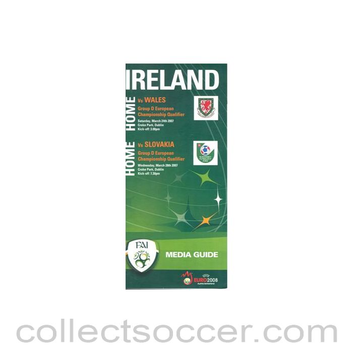 2008 - Euro 2008 Media Guide of the FA of Ireland for Ireland v Wales and v Slovakia
