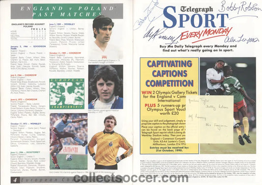 Legendary Managers Original Autographs on one England Programme - Alf Ramsey Bobby Robson Alex Ferguson and Graham