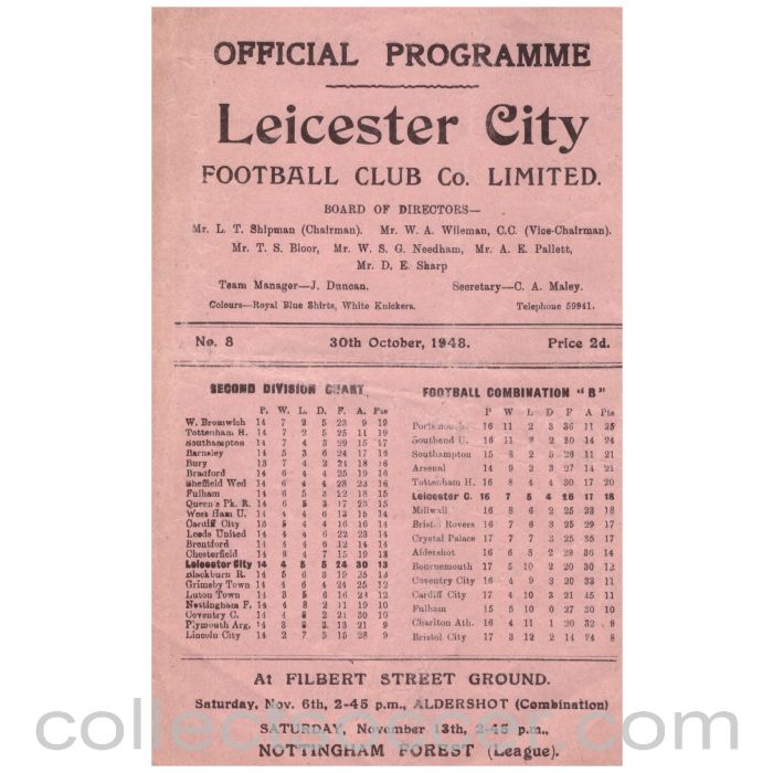 1948 Leicester City V Barnsley Football Programme