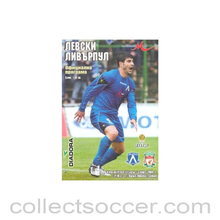 2004 - Levski Sofia Bulgaria v Liverpool official programme 03/03/2004 UEFA Cup