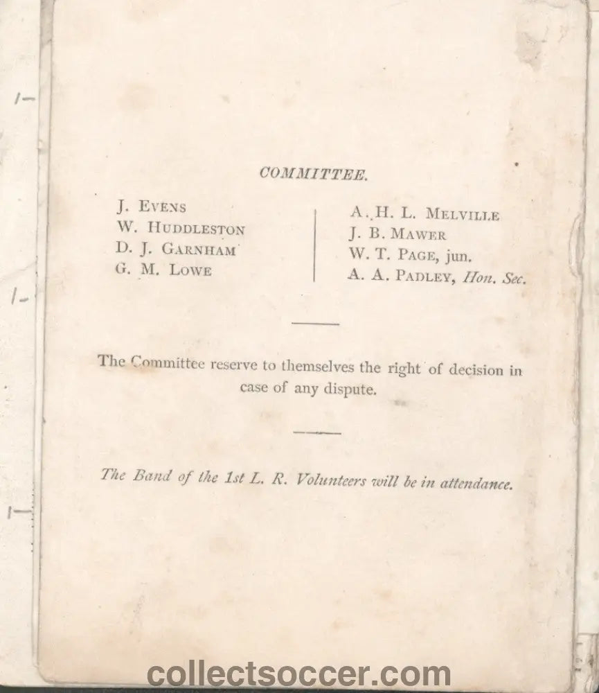Lincoln Football Club - The Earliest Known Programme Issued by a Football Club?
