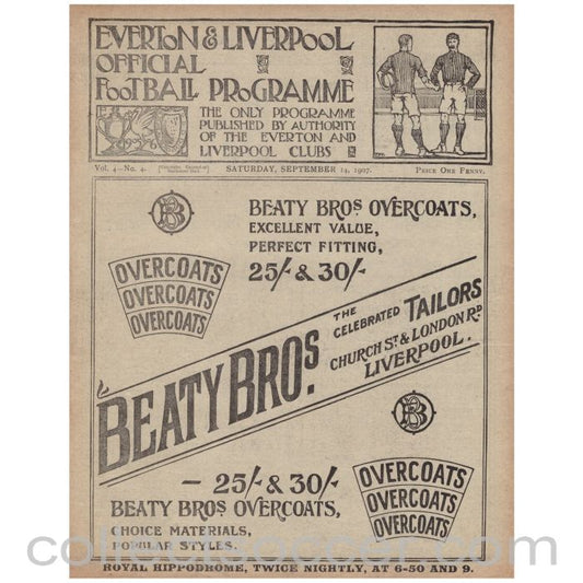 1907 Liverpool v Blackburn Rovers and Everton v Preston North End Official Programme