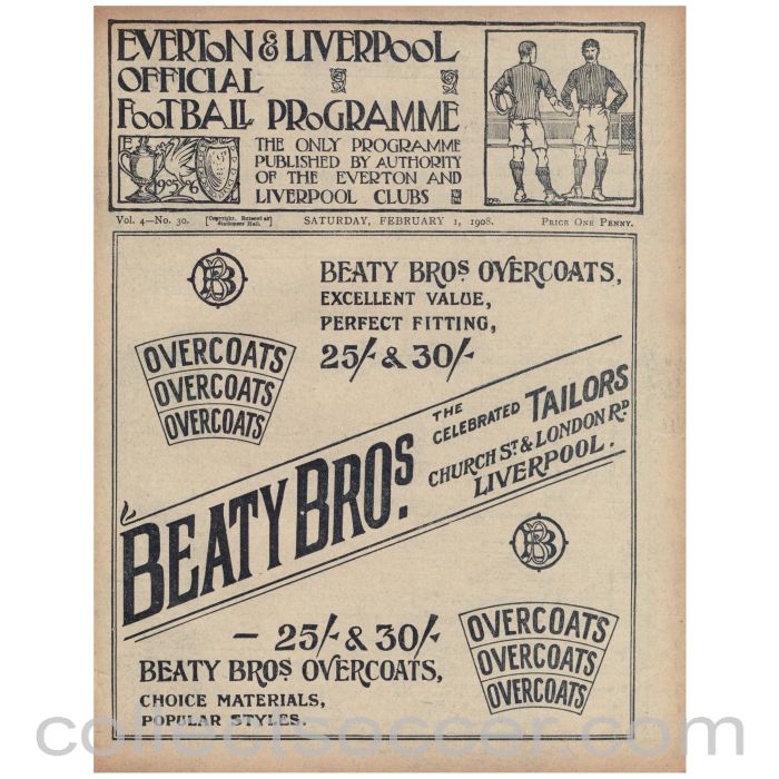 1907 - 1908 Liverpool v Brighton and Hove Albion FAC and Everton v Accrington Stanley Official Programme