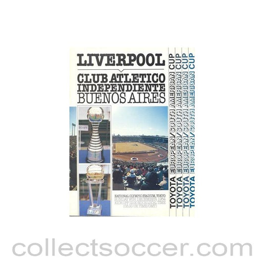 1984 Club World Cup / Toyota Cup  Independiente v Liverpool Football Programme