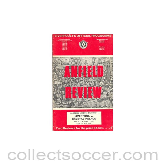1970 - Liverpool v Crystal Palace official programme 03/04/1970