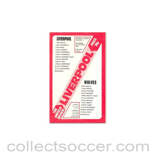 1975 - Liverpool v Wolverhampton Wanderers official programme 04/10/1975