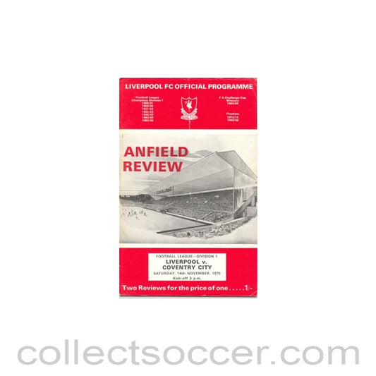 1970 - Liverpool v Coventry City official programme 14/11/1970
