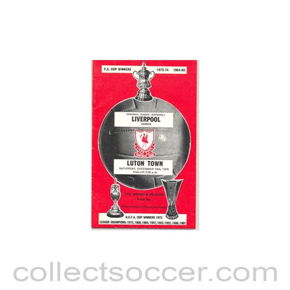 1974 - Liverpool v Luton Town official programme 14/12/1974