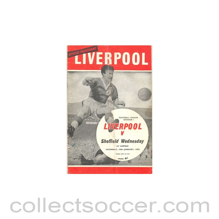 1965 - Liverpool v Sheffield Wednesday official programme 16/01/1965