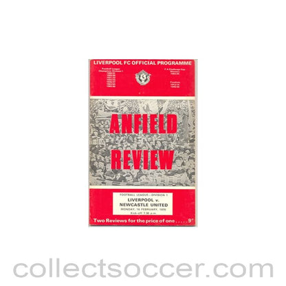 1970 - Liverpool v Newcastle United official programme 16/02/1970