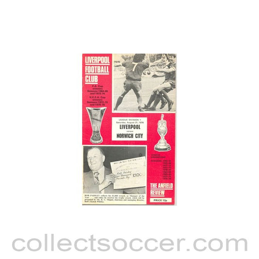 1976 - Liverpool v Norwich City official programme 21/08/1976