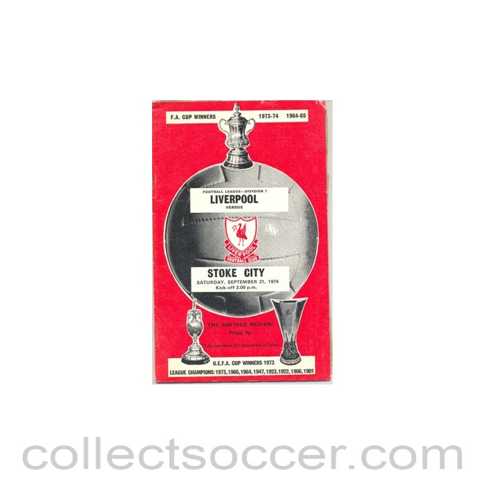 1974 - Liverpool v Stoke City official programme 21/09/1974