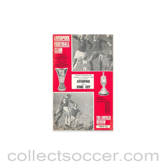 1976 - Liverpool v Stoke City official programme 27/12/1976
