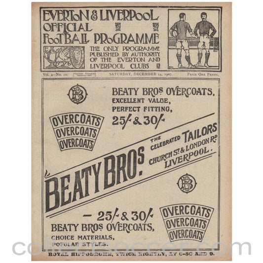 1907 Liverpool V Newcastle United and Everton Res V Rossendale United Official Programme