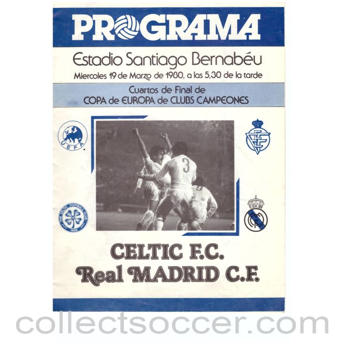 1980 Real Madrid v Celtic Football Programme European Cup