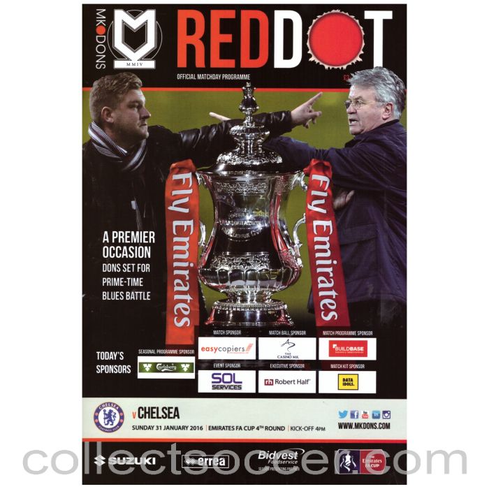 2016 MK Dons v Chelsea FA Cup 4th Round Football Programme