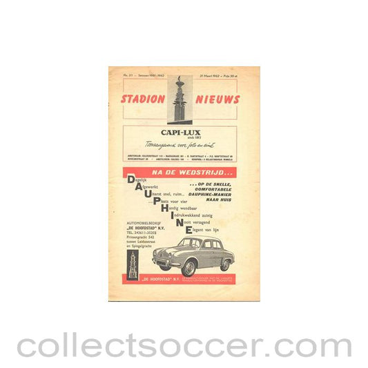 1962 - Netherlands XI v London Combination official programme 21/03/1962