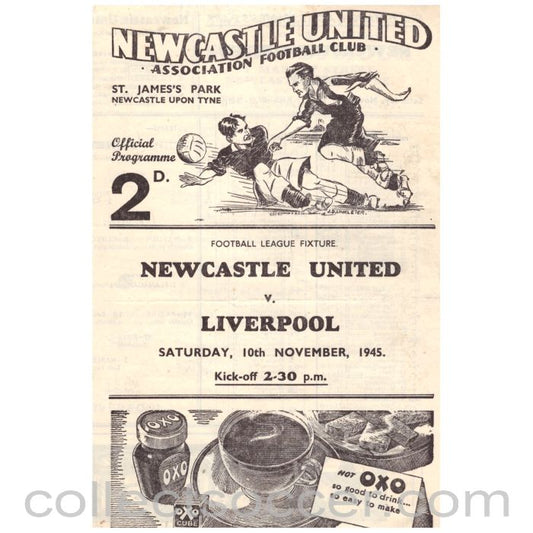 1945 Newcastle United v Liverpool Official Programme