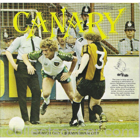 1978 Norwich City v Birmingham City Football Programme