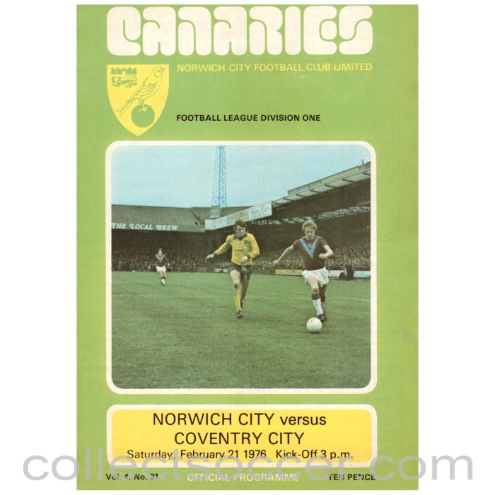 1976 Norwich v Coventry City Football Programme