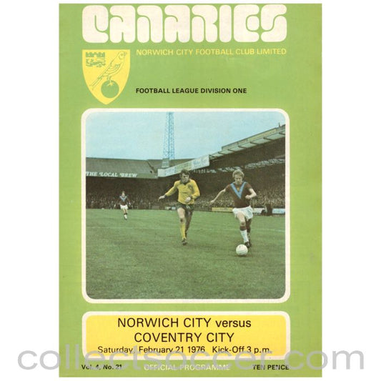 1976 Norwich v Coventry City Football Programme