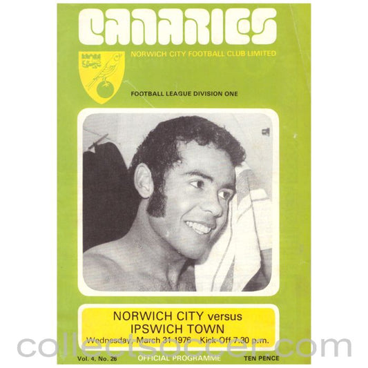 1976 Norwich City v Ipswich Town Football Programme