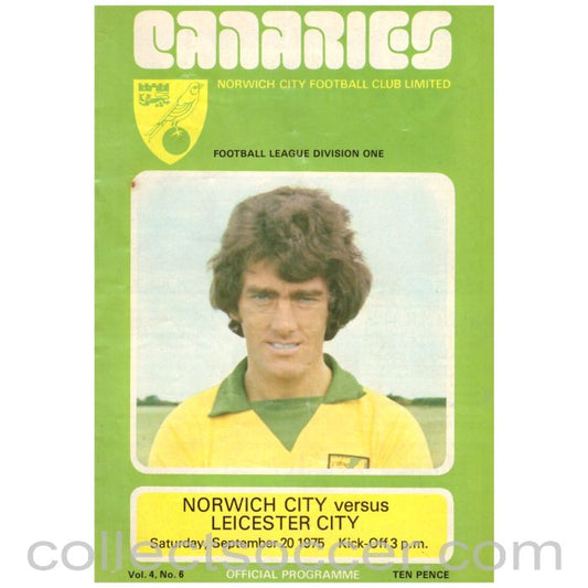 1975 Norwich v Leicester Football Programme