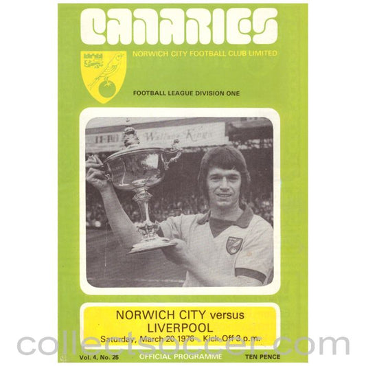 1976 Norwich City V Liverpool Football Programme