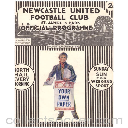 1929 Newcastle United V Blackburn Rovers Official programme