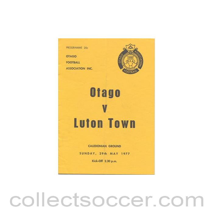 1977 - Otago v Luton Town official programme 29/05/1977