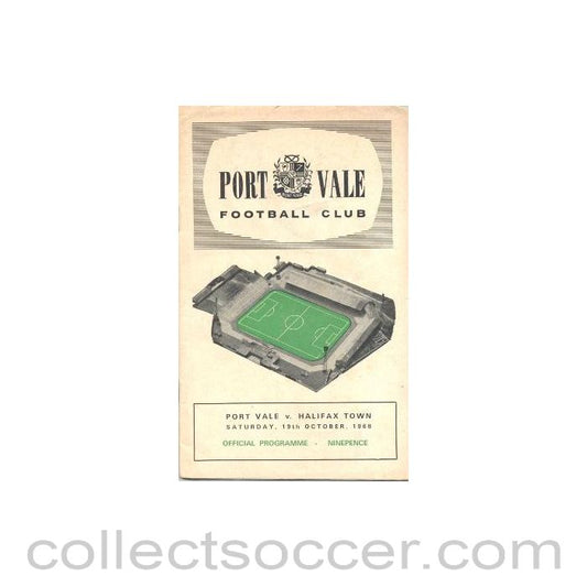 1968 - Port Vale v Halifax official programme 19/10/1968