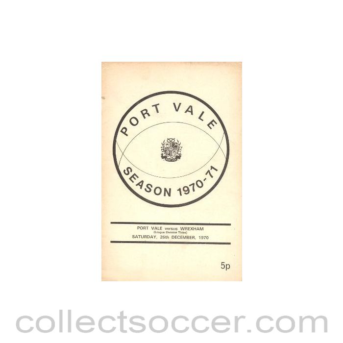1970 - Port Vale v Wrexham official programme 26/12/1970