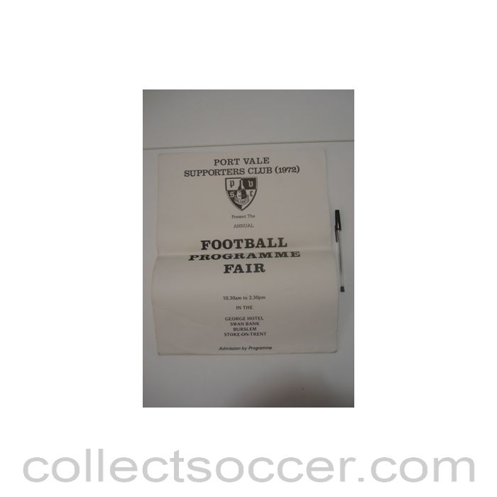 1972 - Annual Football Programme Fair at Port Vale 1972 poster