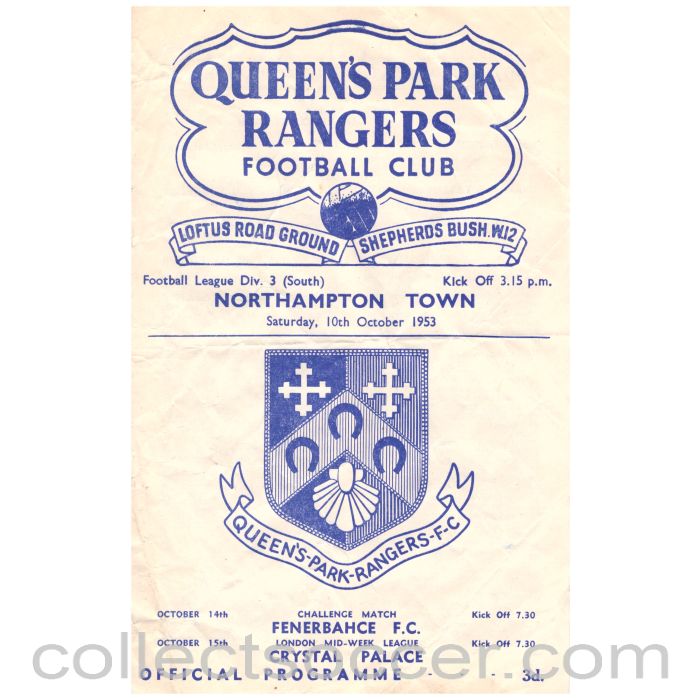 1953 Queen’s Park Rangers v Northampton Town Football Programme