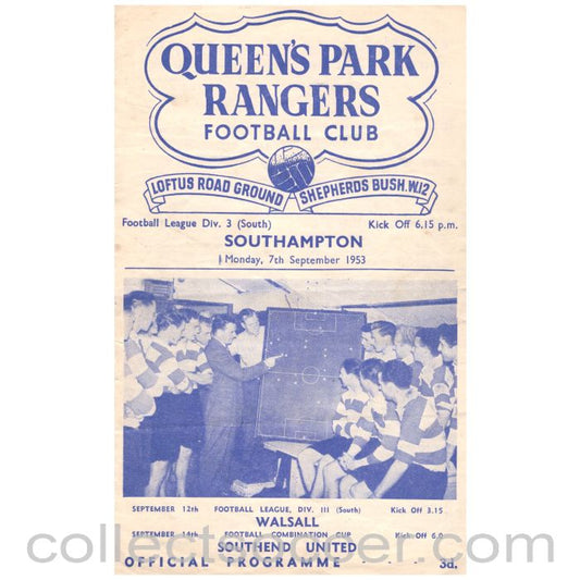 1953 Queen's Park Rangers v Southampton Football Programme