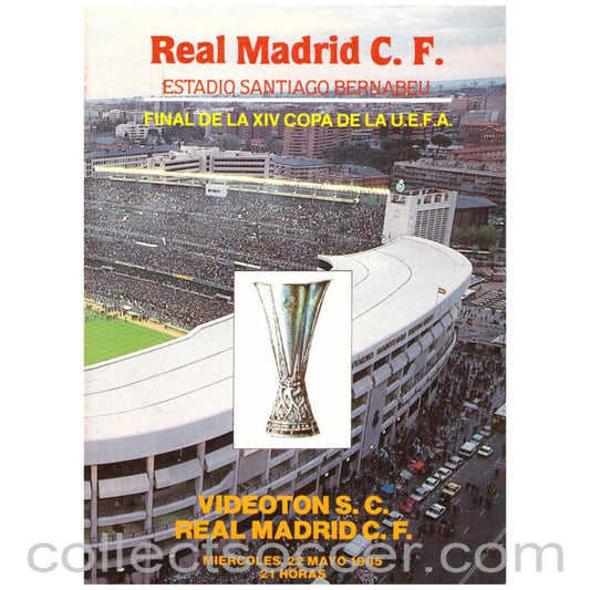 1985 UEFA Cup Final Programme Real Madrid v Videoton