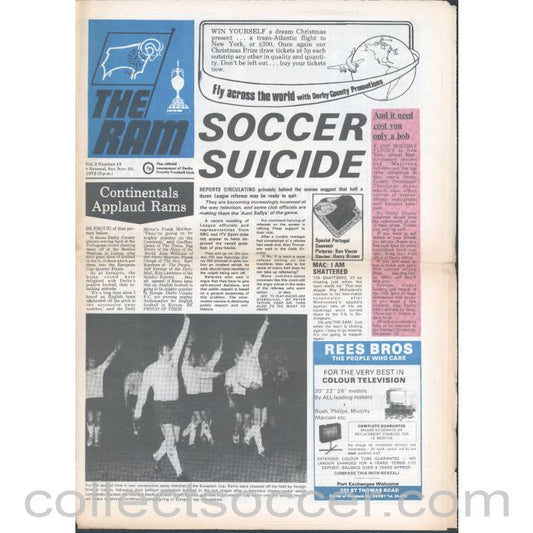 1972 - Derby County v Arsenal 25/11/1972 Official Programme