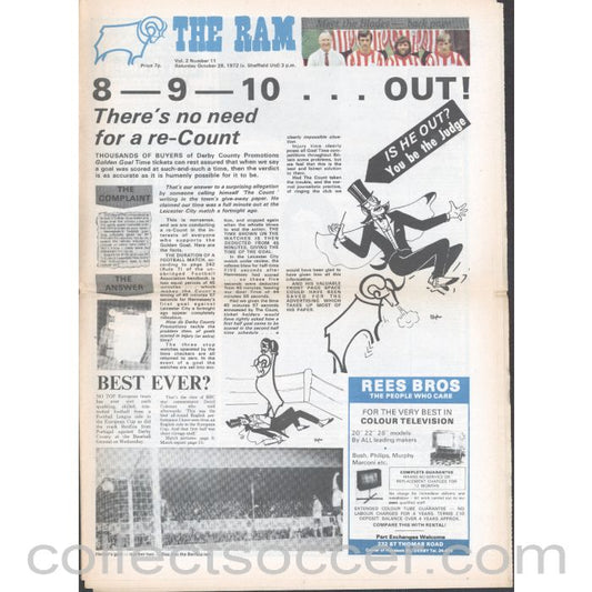 1972 - Derby County v Sheffield United 28/10/1972 Official Programme