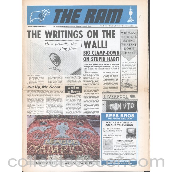 1972 - Derby County v Liverpool 2/9/1972 Official Programme