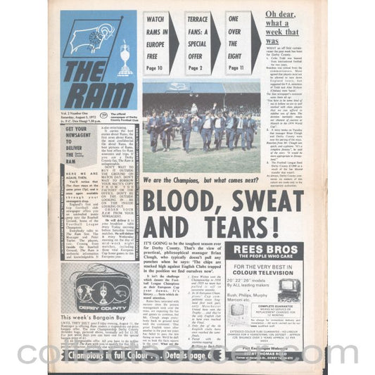 1972 - Derby County v Den Haag 5/8/1972 Official Programme