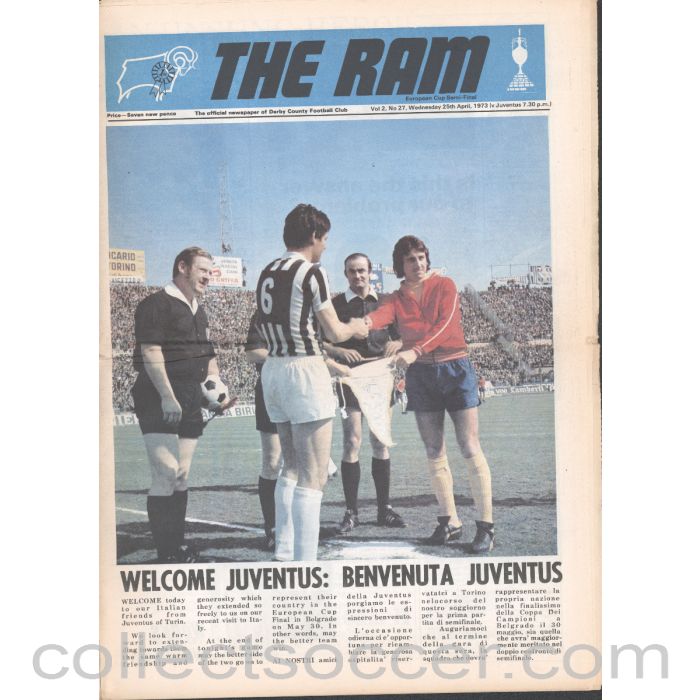 1973 - Derby County v Juventus European Cup Final Semi Final 25/4/1973 Official Programme