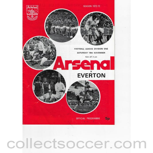 1972 - Arsenal v Everton 18/11/1972 Official Programme