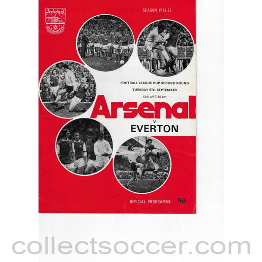 1972 - Arsenal v Everton League Cup 2nd Round 5/9/1972 Official Programme