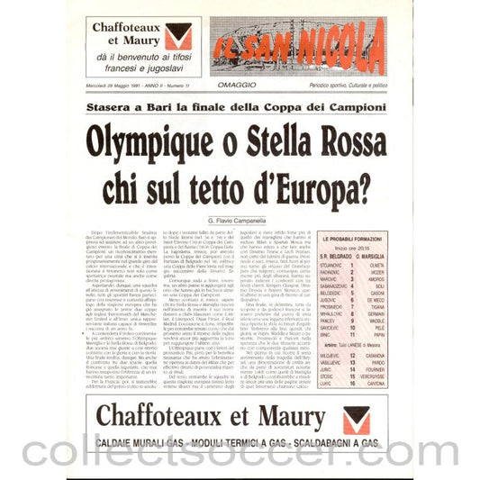 1991 European Cup Final Red Star Belgrade v Marseille Official Programme Italian Edition