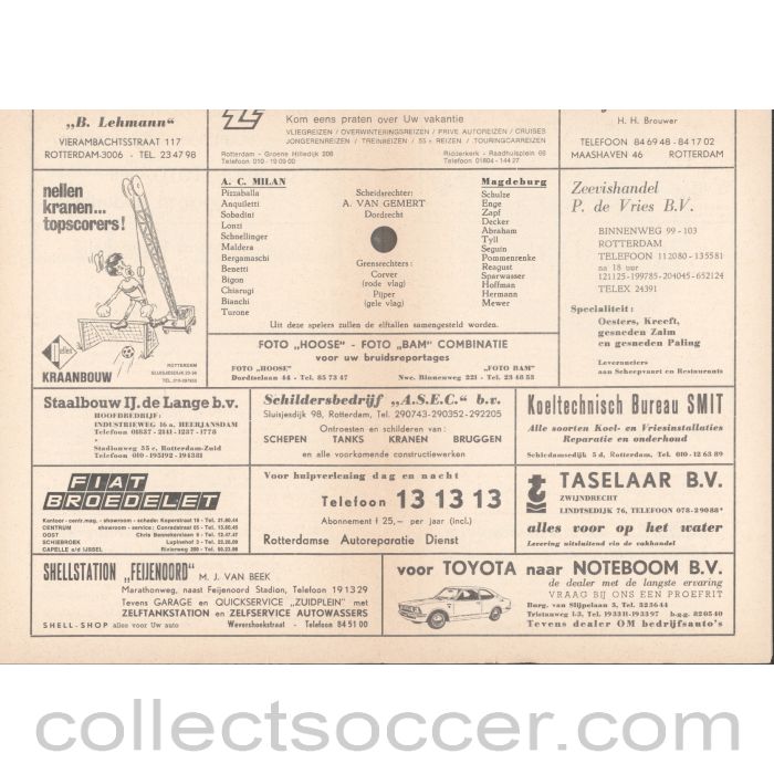 1974 Cup Winners Cup Final Programme AC Milan v Magdeburg