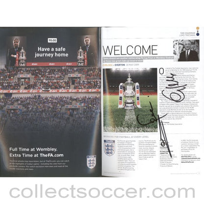 2009 Signed FA Cup Final Official Programme Chelsea v Everton + Rare Original Team Sheet