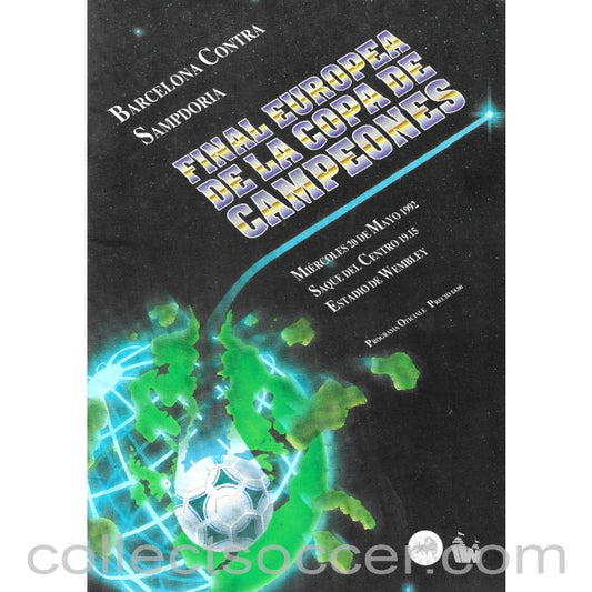 1992 European Cup Final Programme Spanish Edition Barcelona v Sampdoria