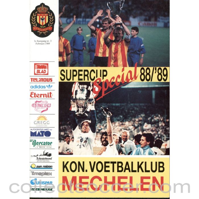 1988 Super Cup Final Programme 1st leg Mechelen v PSV
