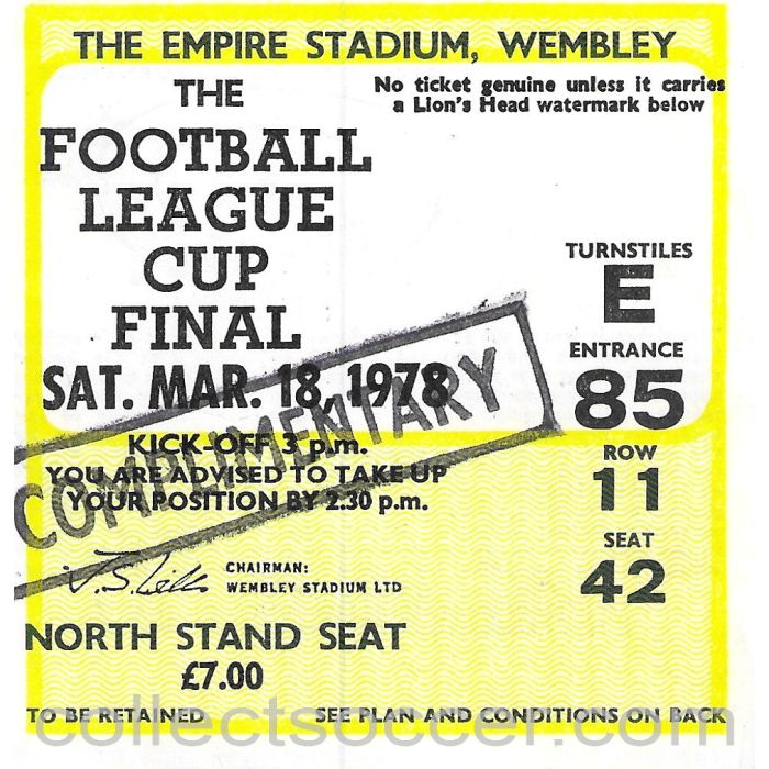 1978 League Cup Final Programme + Ticket + Rare Letter - Liverpool v Nottingham Forest